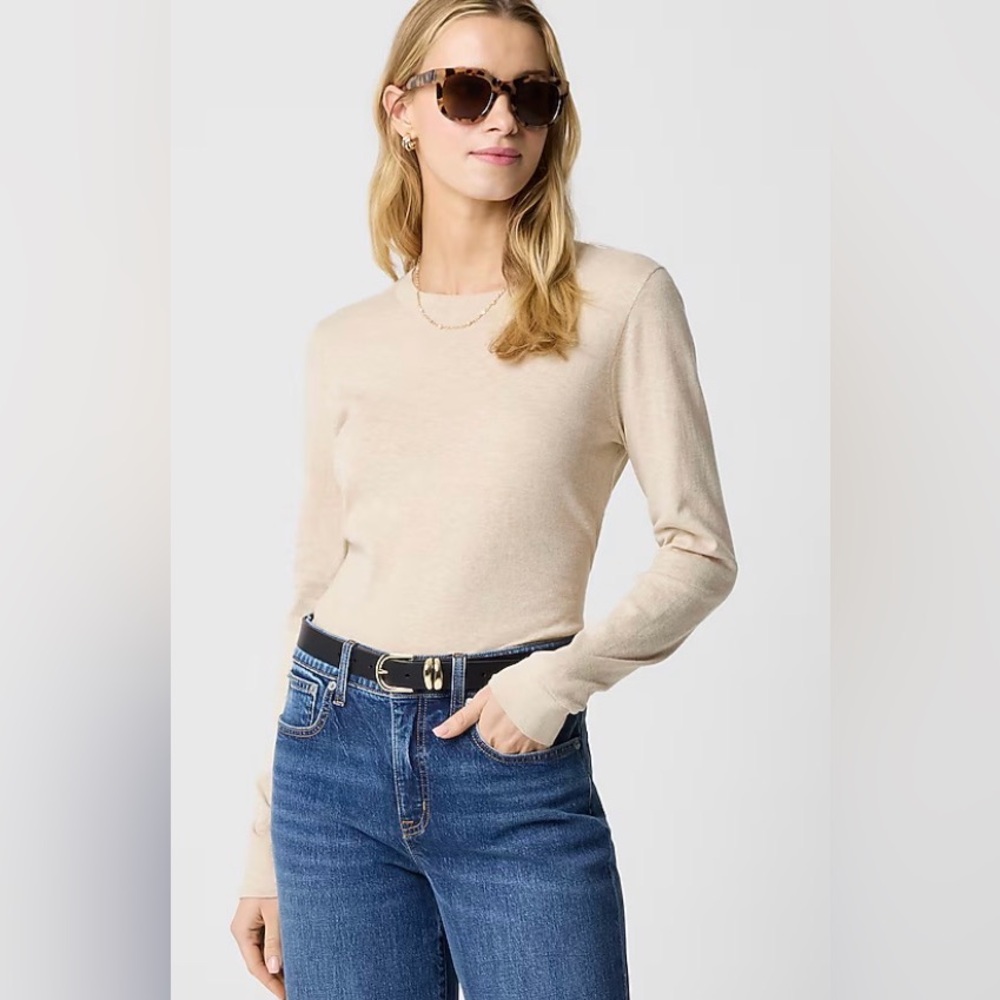 J. Crew Light Khaki Cotton Teddie Sweater